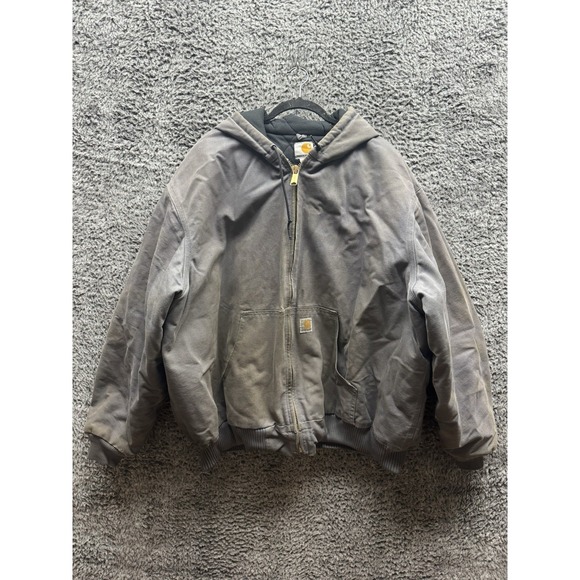 Carhartt Men's 3XL Regular Fit Jacket J140 GVL‎ Gray Hooded USA Made Distressed